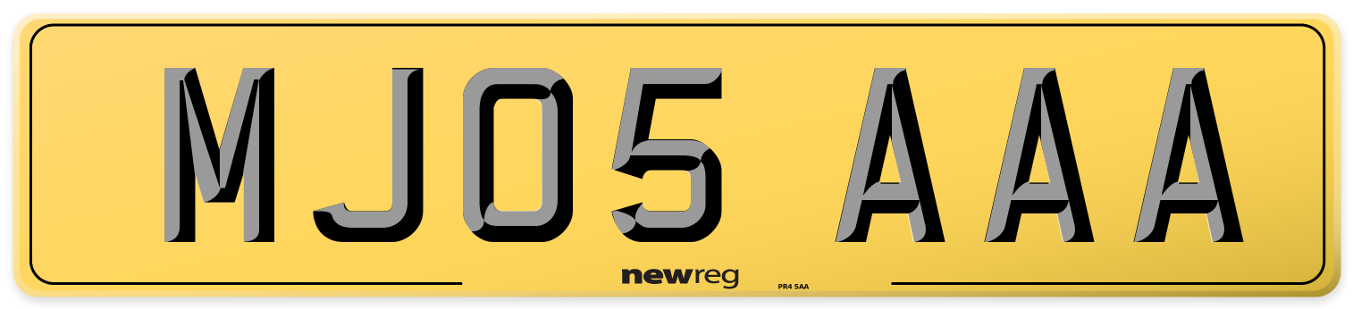 MJ05 AAA Rear Number Plate