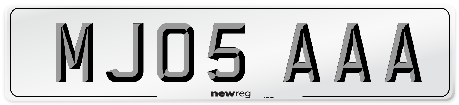 MJ05 AAA Front Number Plate