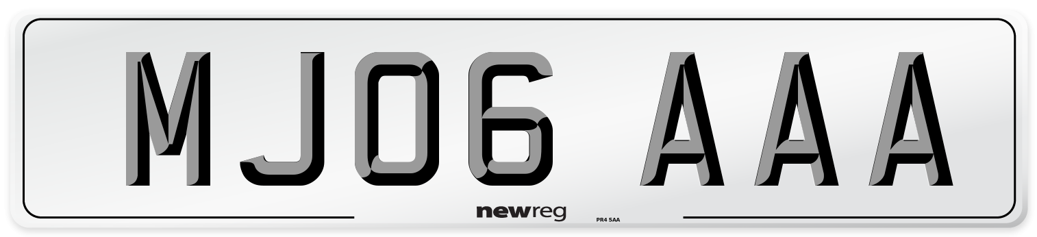 MJ06 AAA Front Number Plate