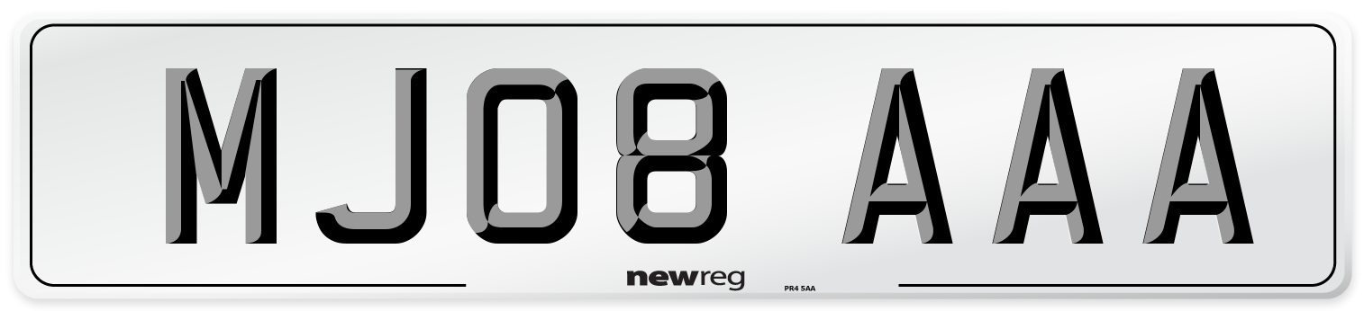 MJ08 AAA Front Number Plate