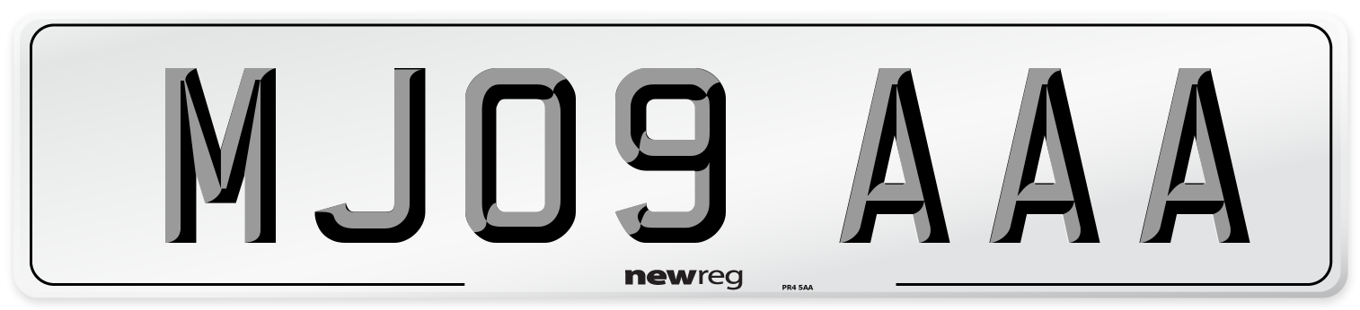 MJ09 AAA Front Number Plate
