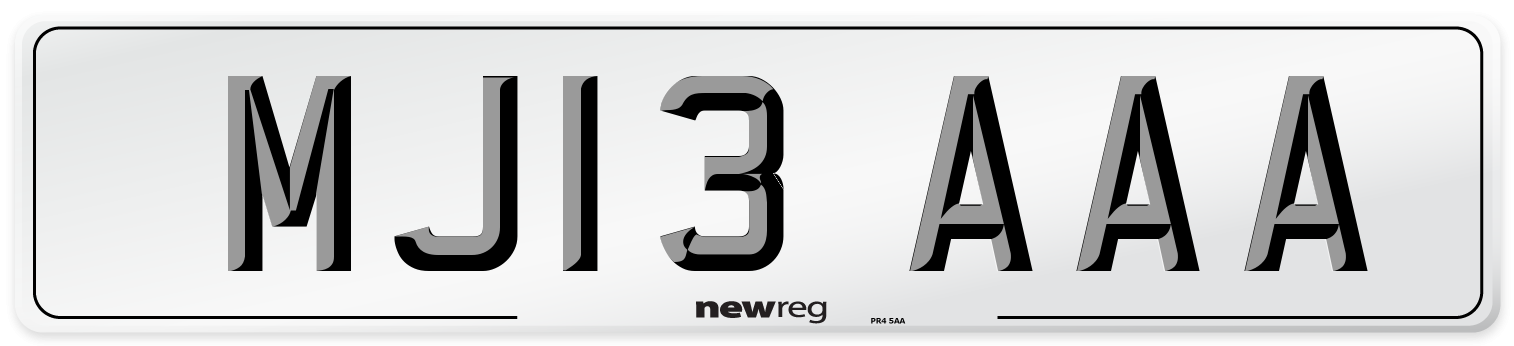MJ13 AAA Front Number Plate