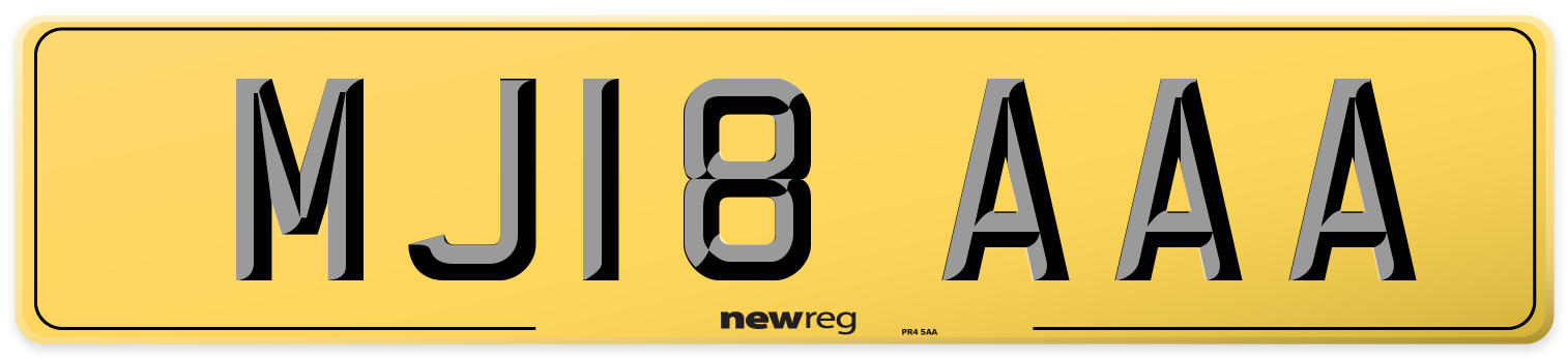MJ18 AAA Rear Number Plate