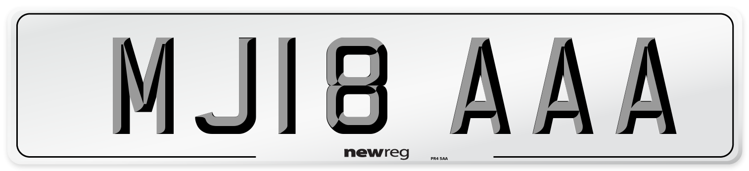 MJ18 AAA Front Number Plate