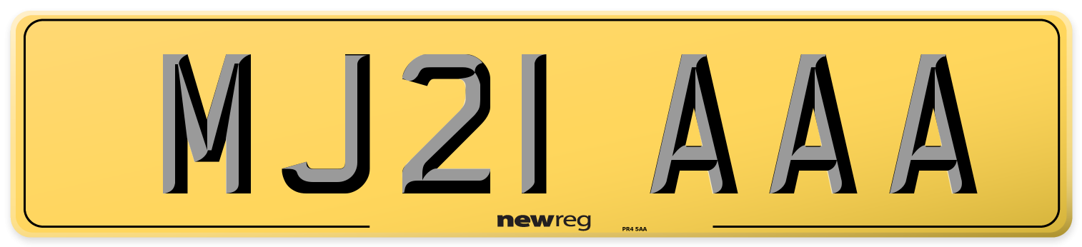MJ21 AAA Rear Number Plate