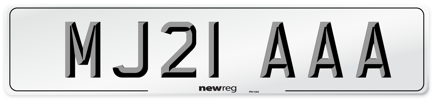 MJ21 AAA Front Number Plate