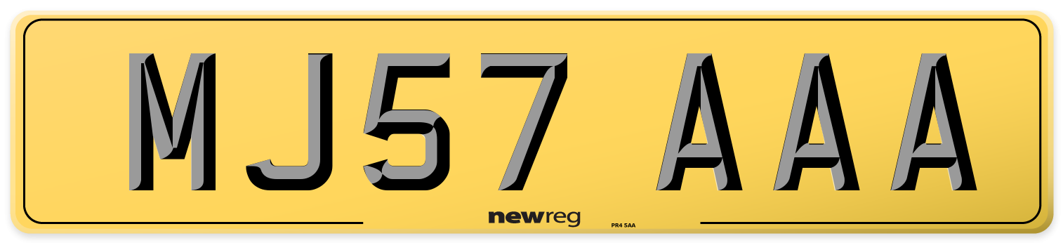MJ57 AAA Rear Number Plate
