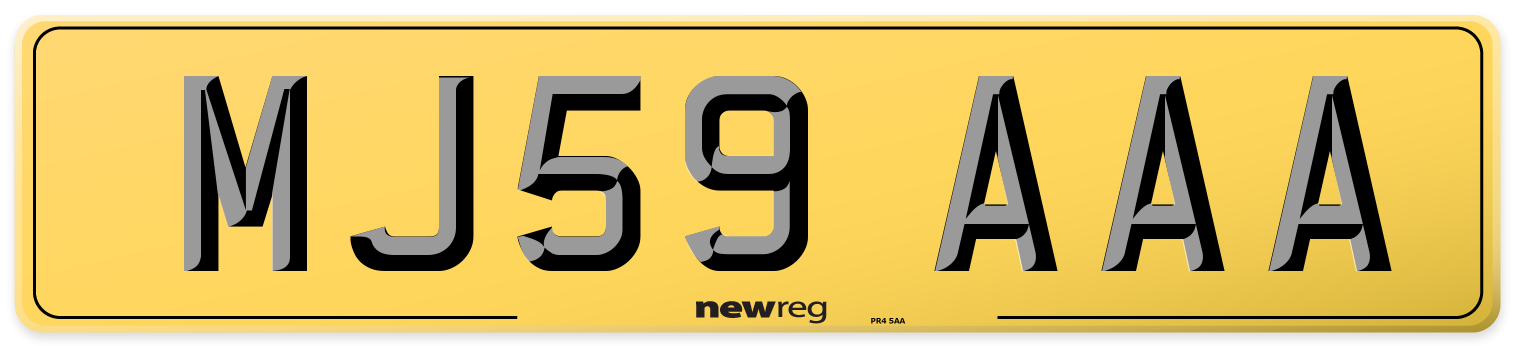MJ59 AAA Rear Number Plate