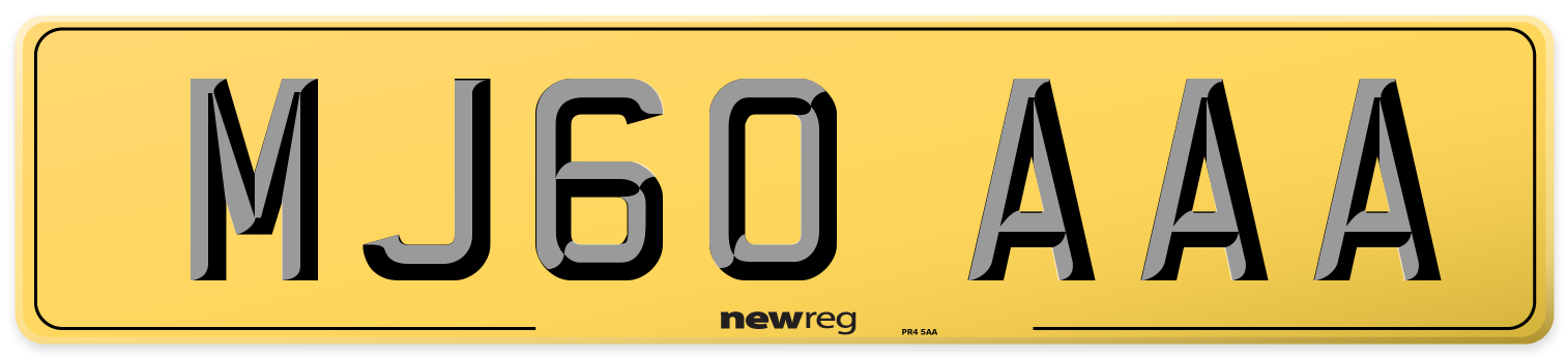 MJ60 AAA Rear Number Plate