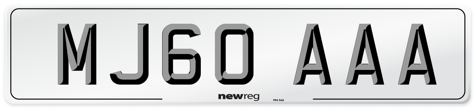 MJ60 AAA Front Number Plate