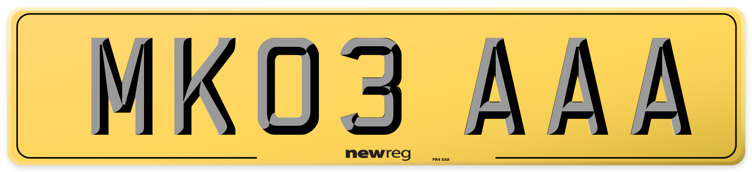 MK03 AAA Rear Number Plate