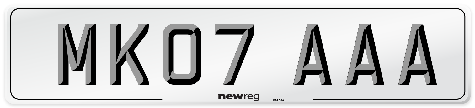 MK07 AAA Front Number Plate