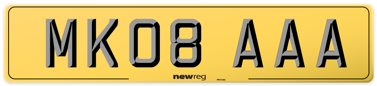 MK08 AAA Rear Number Plate