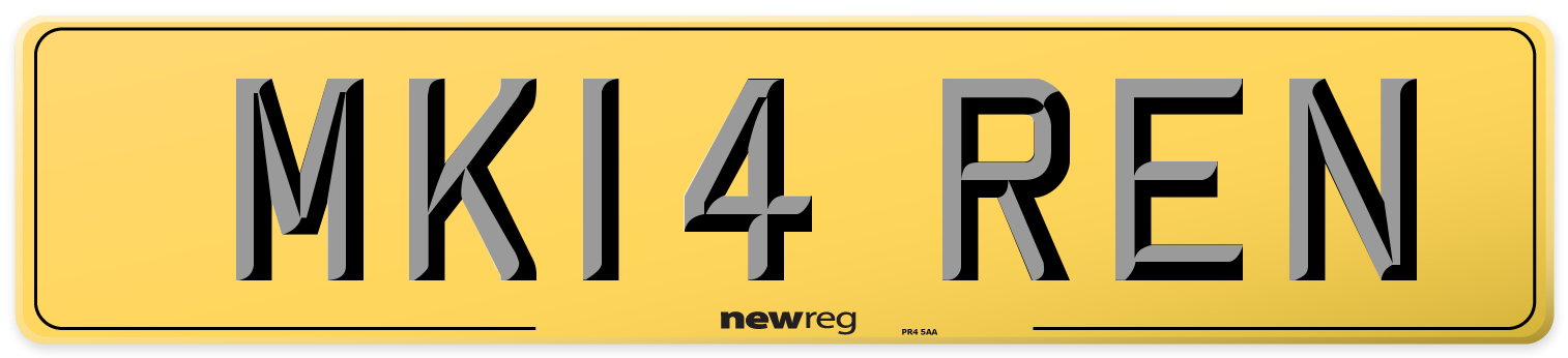 MK14 REN Rear Number Plate
