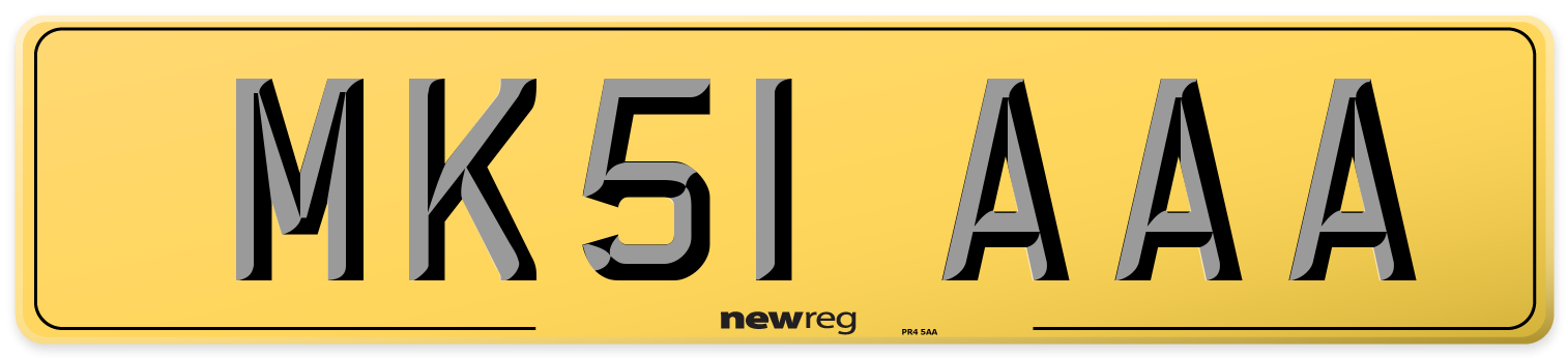 MK51 AAA Rear Number Plate