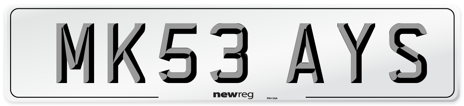 MK53 AYS Front Number Plate