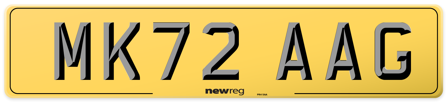 MK72 AAG Rear Number Plate