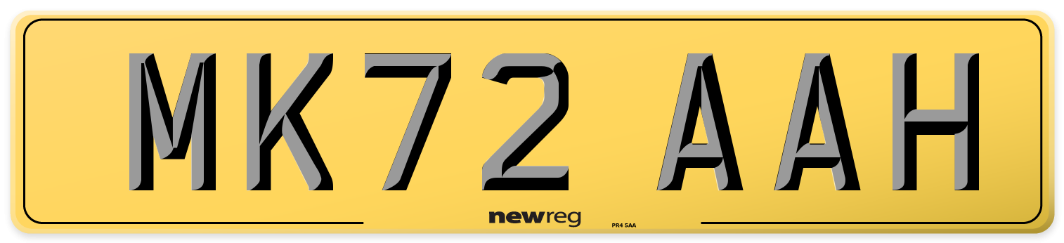 MK72 AAH Rear Number Plate