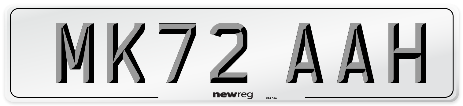MK72 AAH Front Number Plate