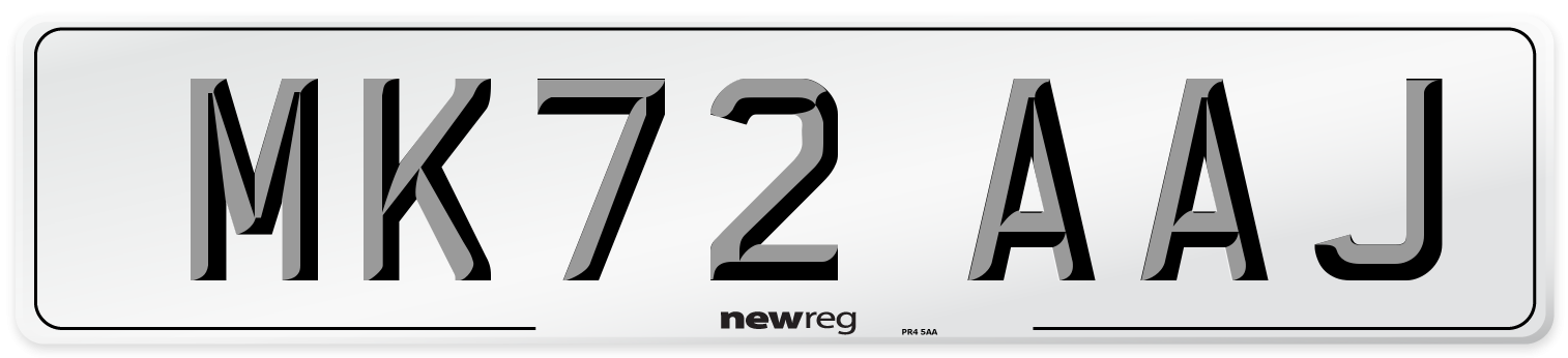 MK72 AAJ Front Number Plate