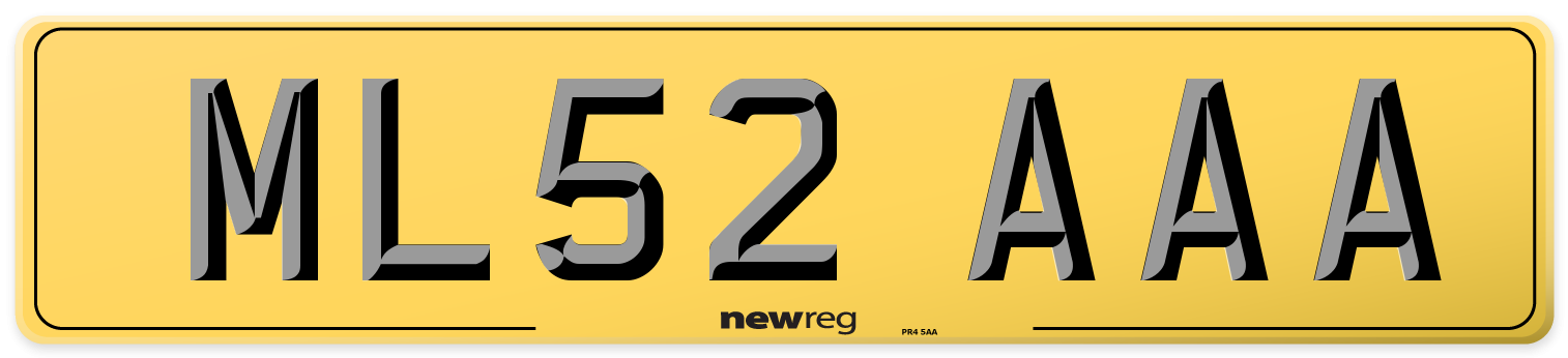 ML52 AAA Rear Number Plate