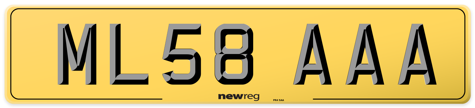 ML58 AAA Rear Number Plate
