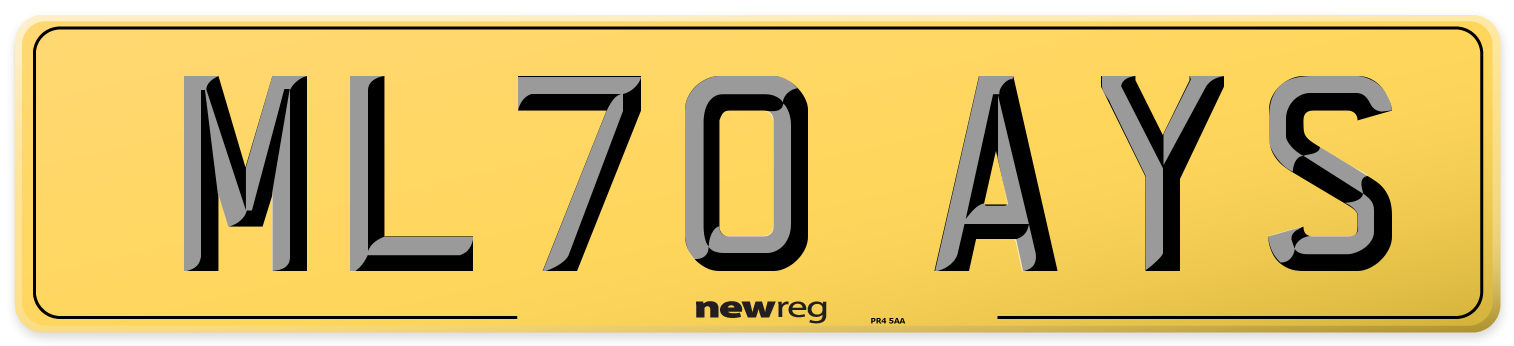 ML70 AYS Rear Number Plate