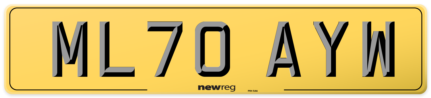 ML70 AYW Rear Number Plate