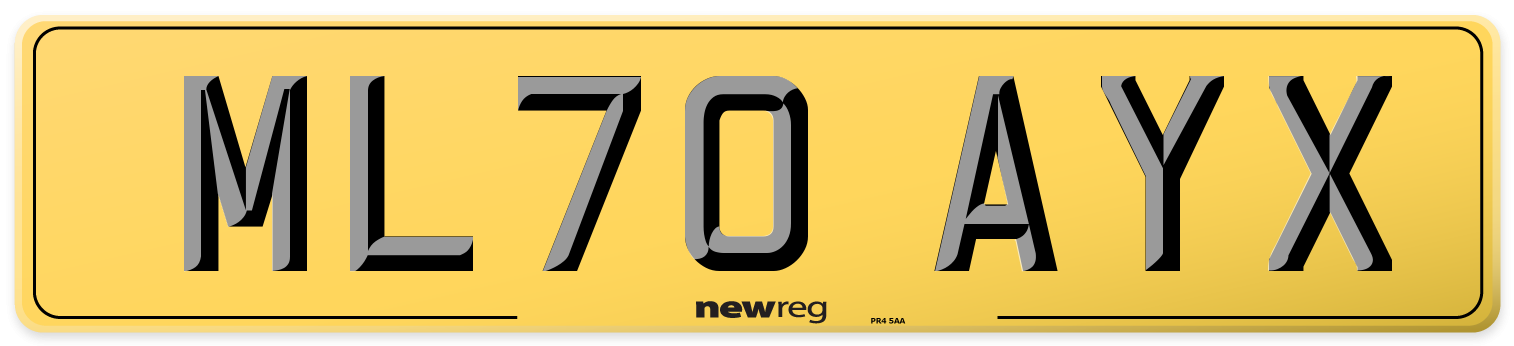ML70 AYX Rear Number Plate