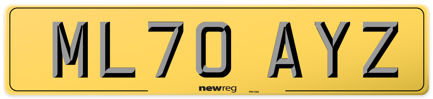 ML70 AYZ Rear Number Plate