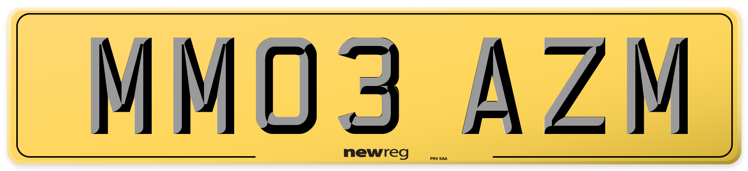 MM03 AZM Rear Number Plate