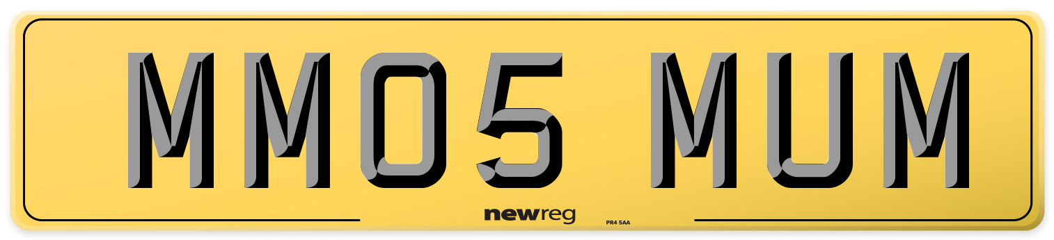 MM05 MUM Rear Number Plate