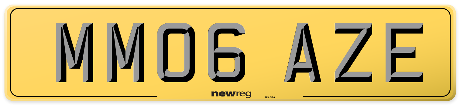 MM06 AZE Rear Number Plate