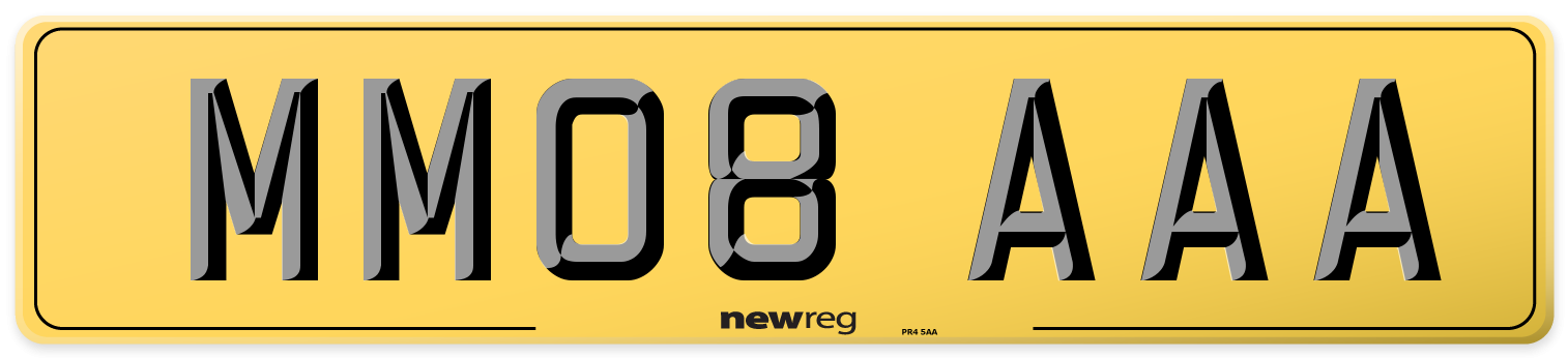 MM08 AAA Rear Number Plate