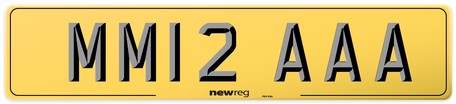 MM12 AAA Rear Number Plate