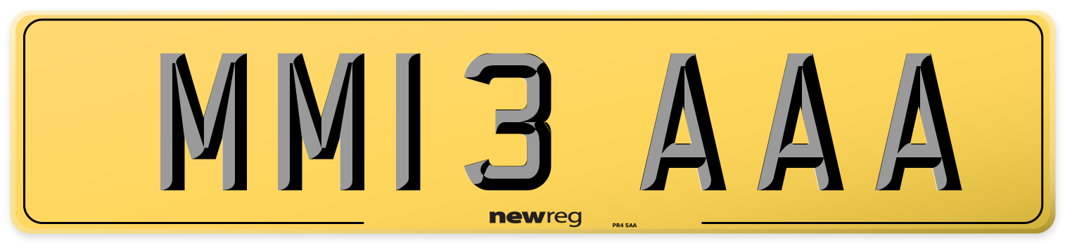 MM13 AAA Rear Number Plate
