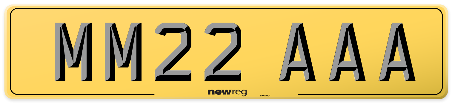 MM22 AAA Rear Number Plate