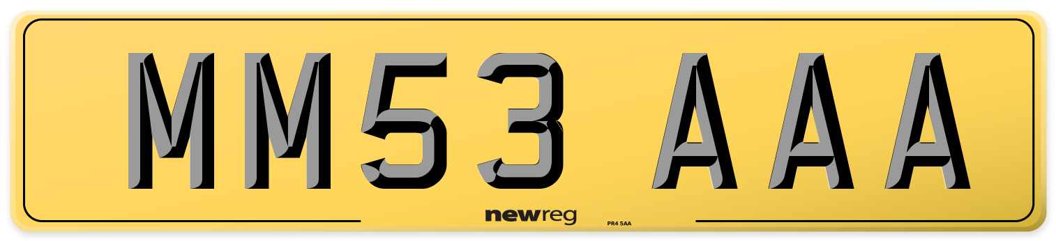 MM53 AAA Rear Number Plate