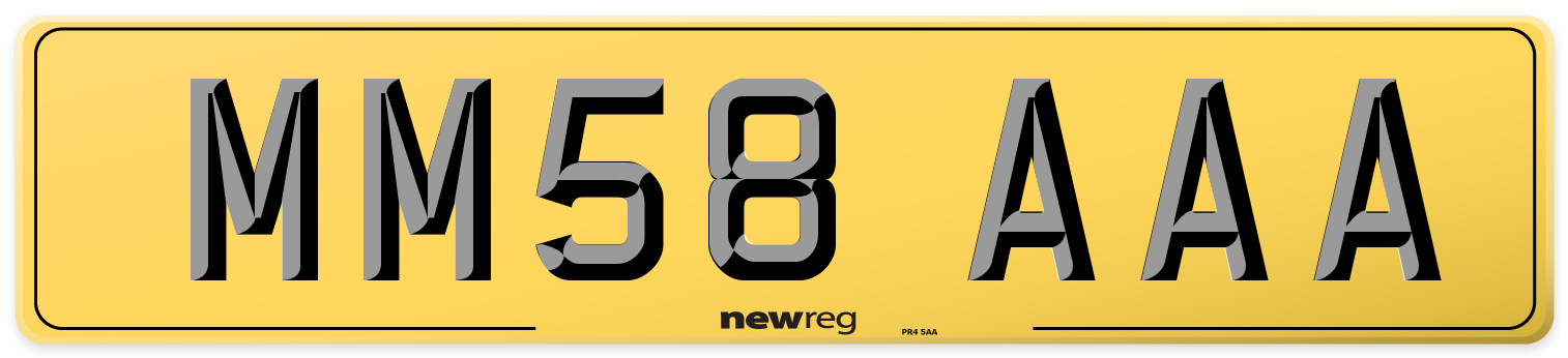 MM58 AAA Rear Number Plate