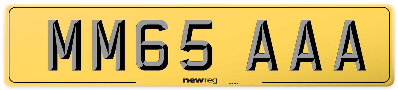 MM65 AAA Rear Number Plate