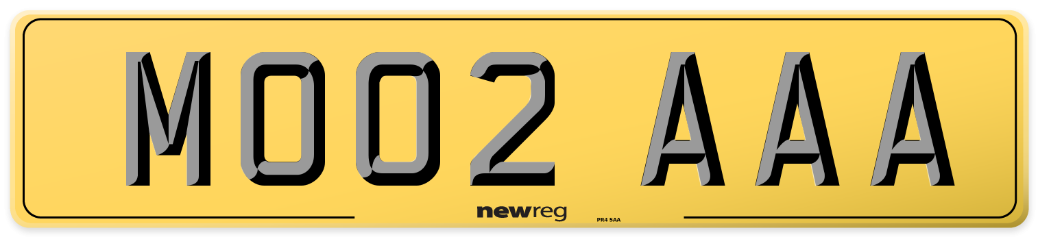 MO02 AAA Rear Number Plate