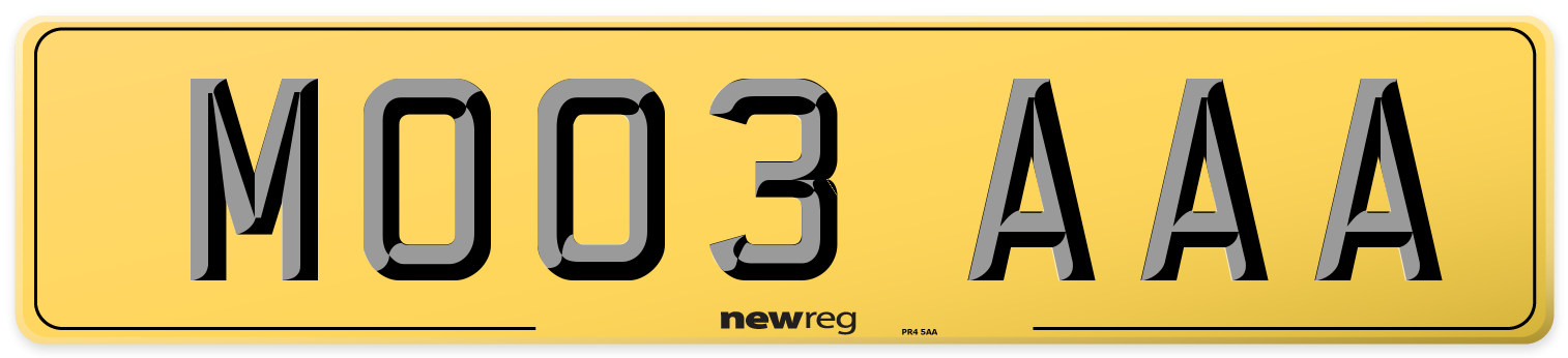 MO03 AAA Rear Number Plate