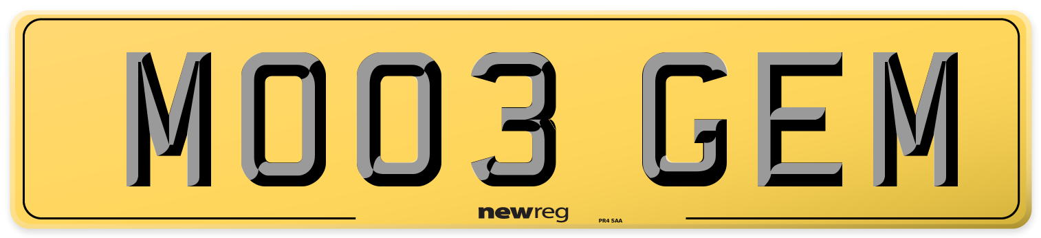 MO03 GEM Rear Number Plate