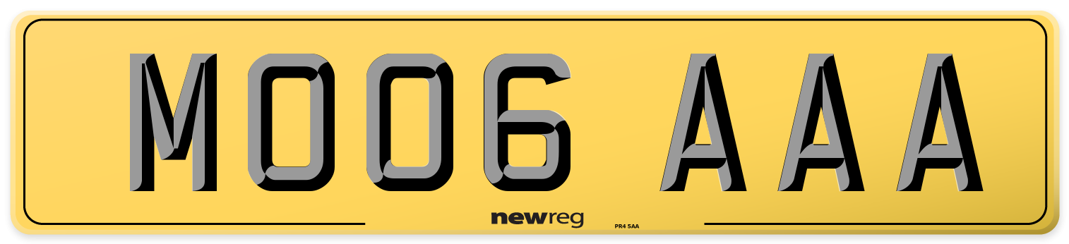 MO06 AAA Rear Number Plate