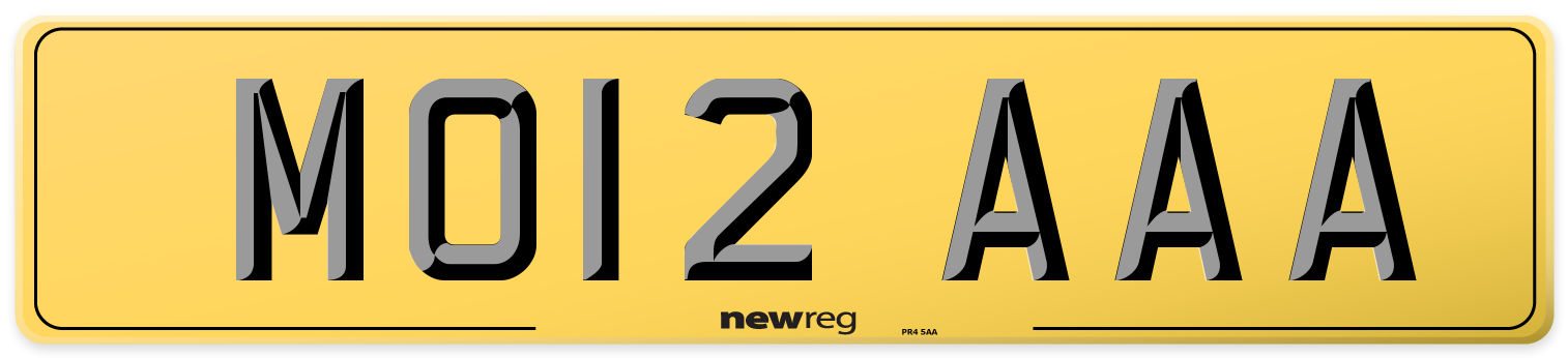 MO12 AAA Rear Number Plate