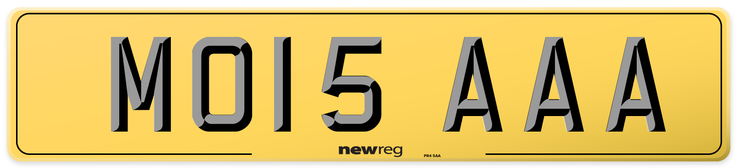 MO15 AAA Rear Number Plate