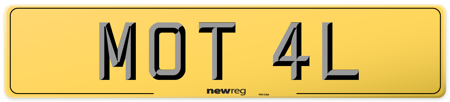MOT 4L Rear Number Plate