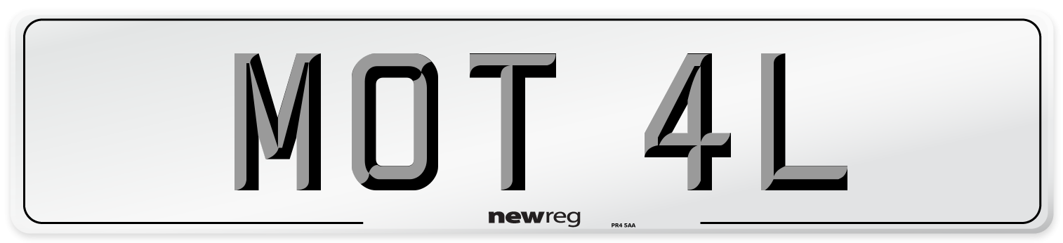 MOT 4L Front Number Plate
