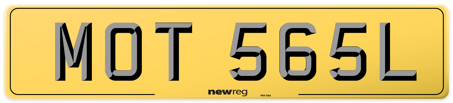 MOT 565L Rear Number Plate
