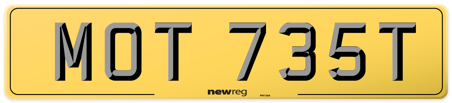 MOT 735T Rear Number Plate
